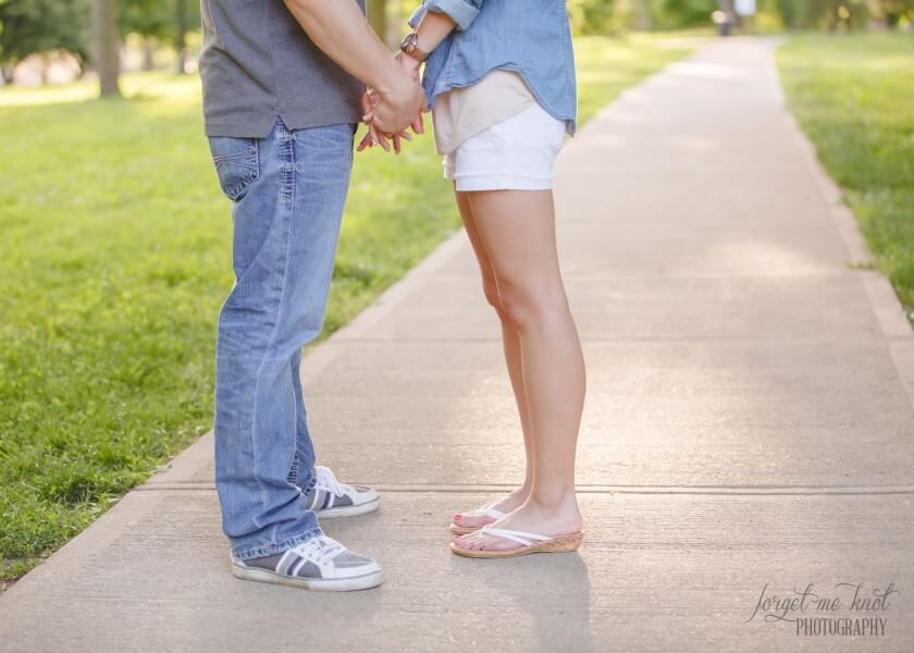 close up of engaged couple holding hands at columbus ohio photography engagement