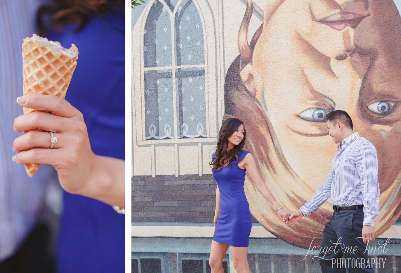 columbus ohio photography engagement with ice cream cone