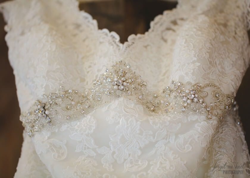 close up of wedding dress 