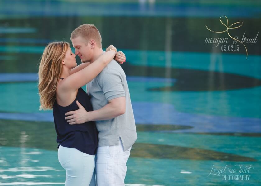 engaged couple in water at Eden Park Engagement