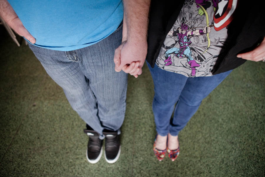 engagement photo of couple holding hands