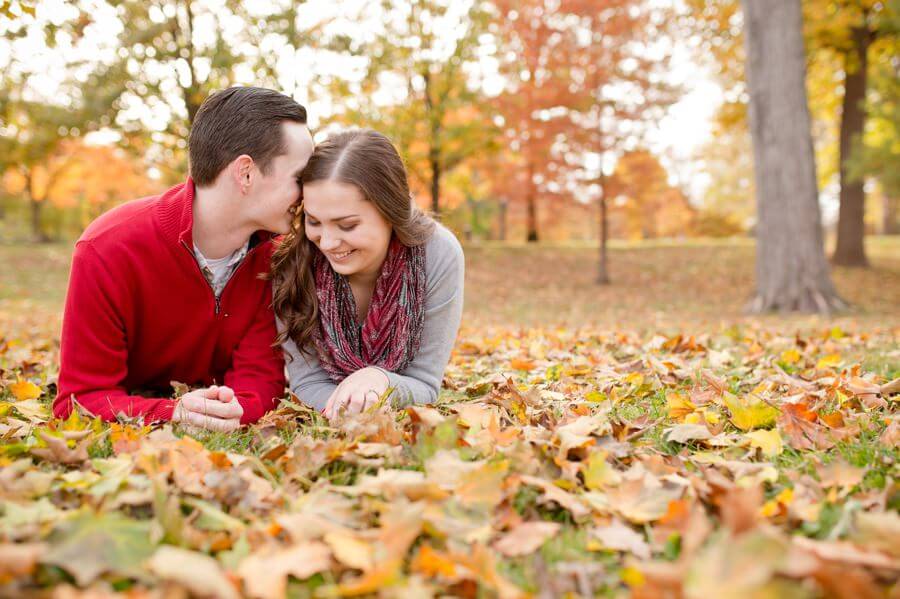 engagement photo of couple laughing at goodale park