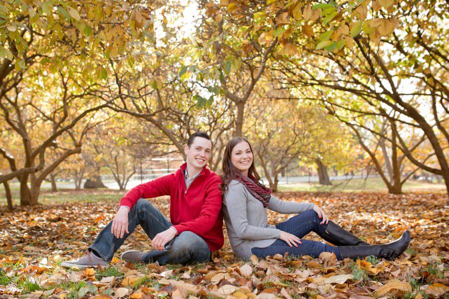 engagement photo of couple in columbus ohio at goodale park