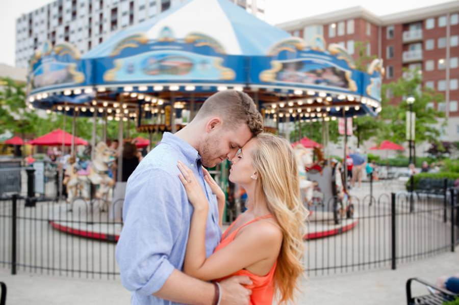 Schiller Park Engagement - Columbus Wedding Photographer - Kissing Carousel 