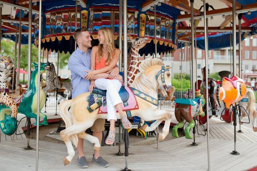 Schiller Park Engagement - Columbus Wedding Photographer - Couple On Carousel 