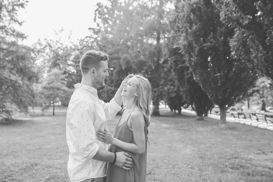 Schiller Park Engagement - Columbus Wedding Photographer - Couple Laughing In Park