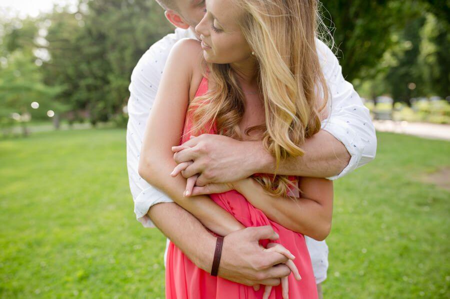 Schiller Park Engagement - Columbus Wedding Photographer - Couple Hugging In Park