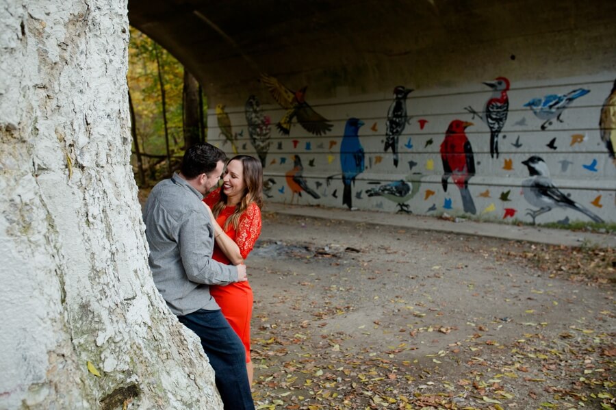 couple laughing together at Stauf's Grandview Engagement