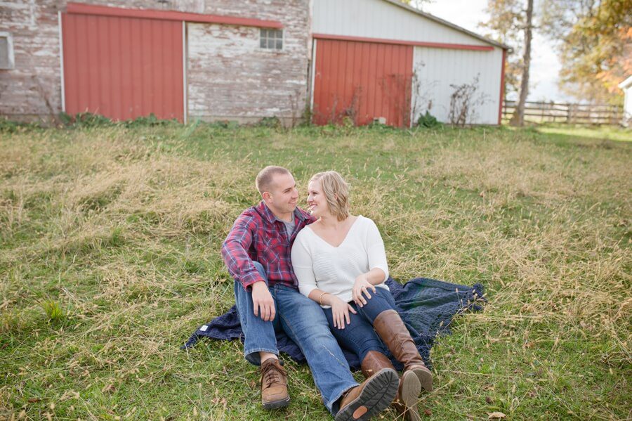 engaged couple at columbus ohio farm