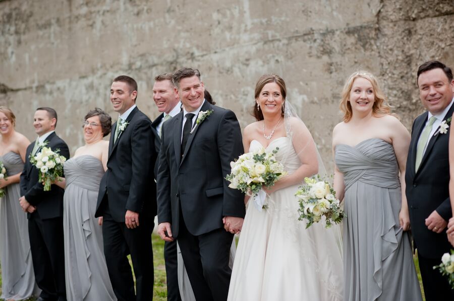 laughing bridal party