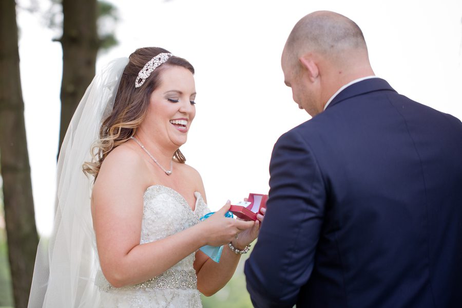 brides reaction to gift from groom