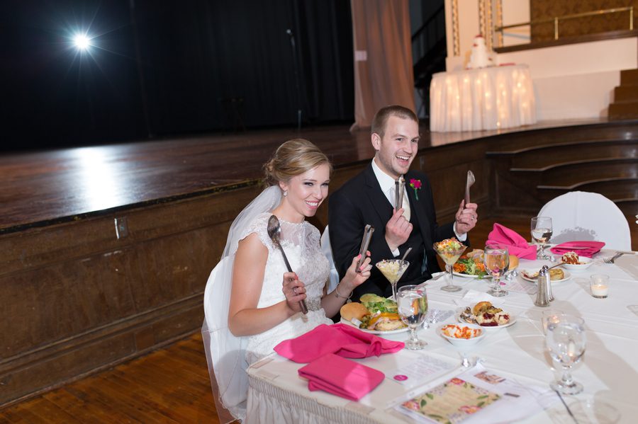 married couple receiving gift at The Columbus Athenaeum