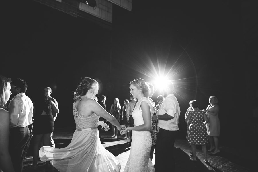 bride dancing with bridesmaid