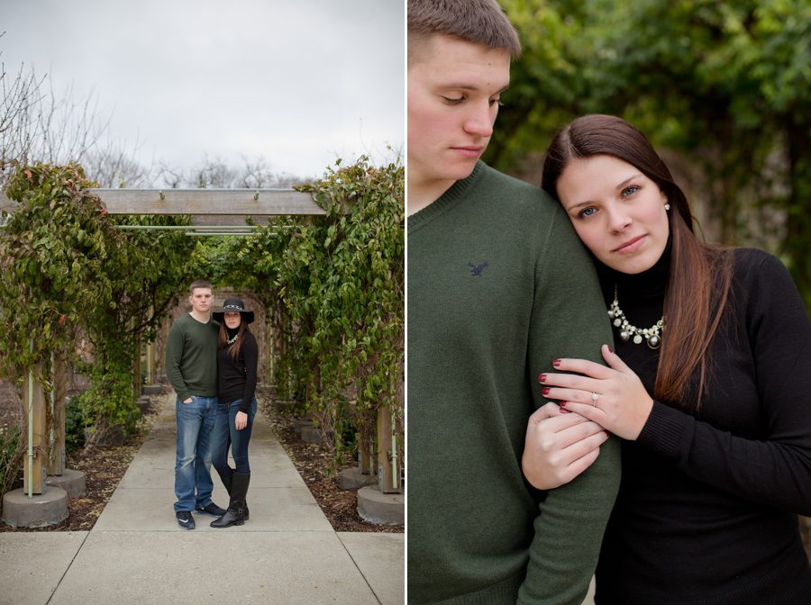 engaged couple at Franklin Park Conservatory