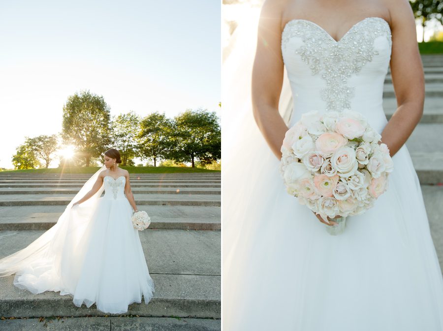 bride with bouquet of roses