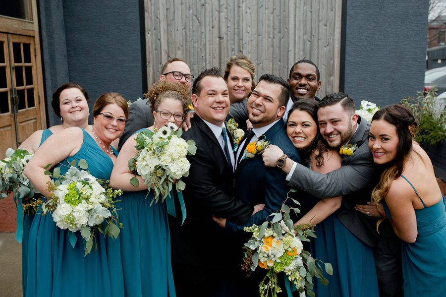 same sex wedding party at High Line Car House Columbus, OH