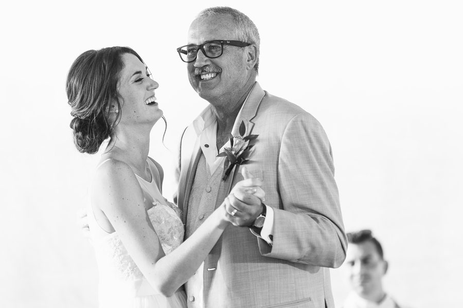 black and white photo of father daughter dance