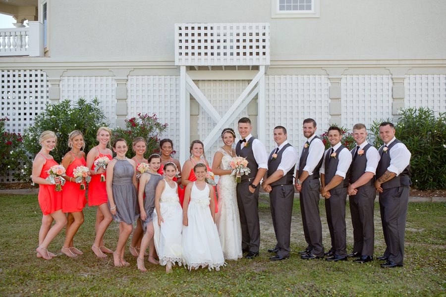 wedding party with flowergirls at ocean isle