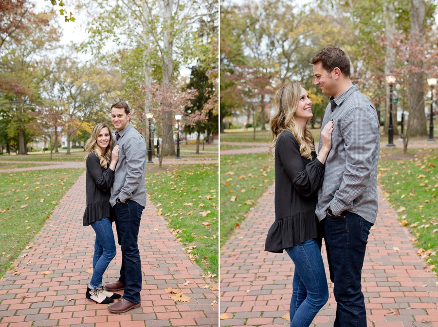 engaged couple smiling at Ohio University Engagement