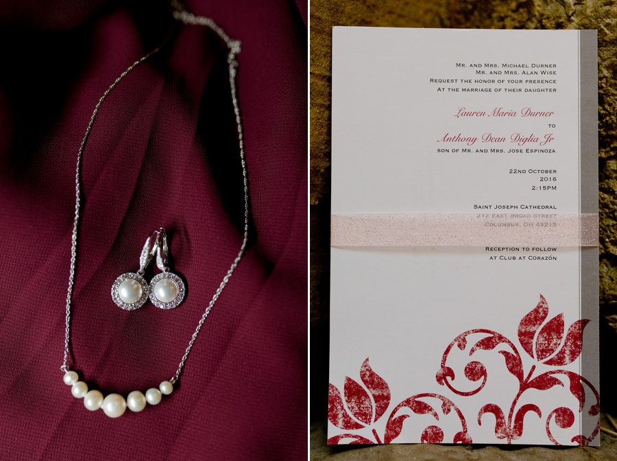 burgundy wedding invitation at corazon dublin ohio