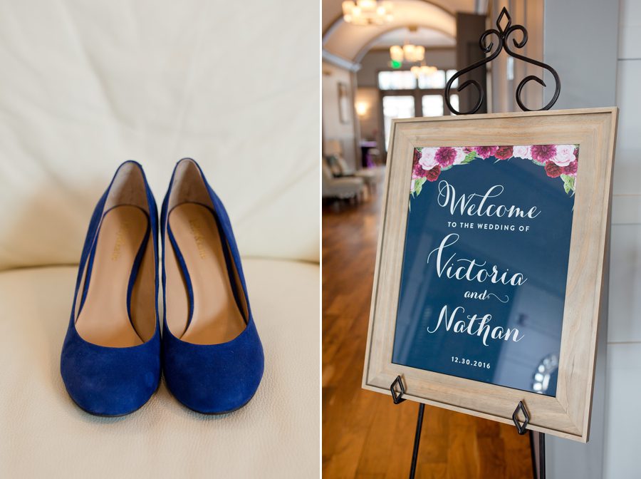brides blue shoes at Noah's Event Venue wedding