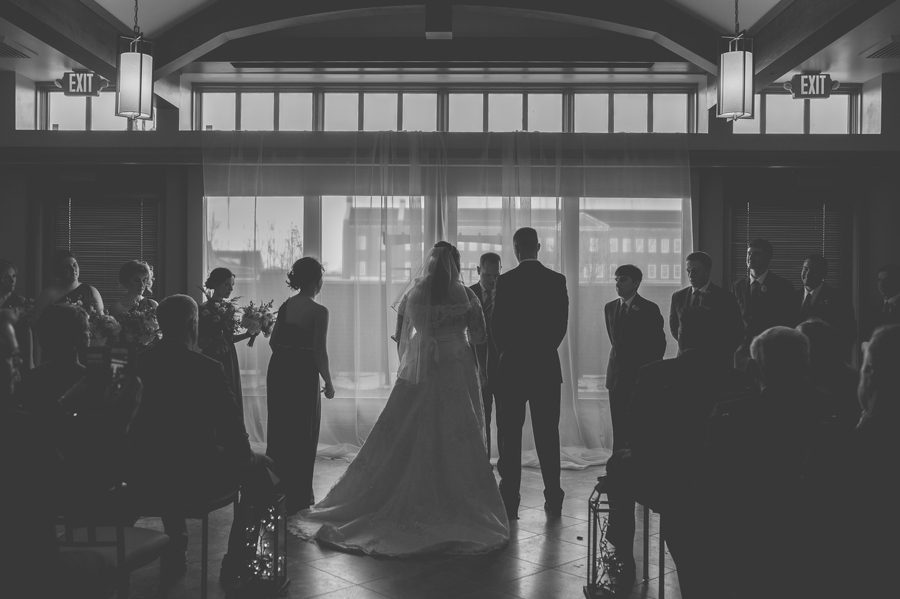black and white photo of wedding ceremony