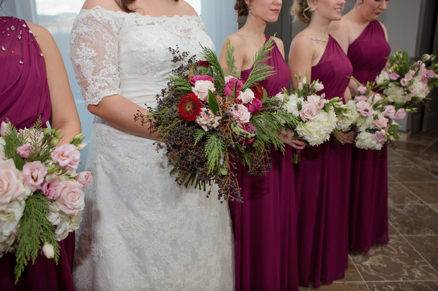 close up of bridemaids bouquets