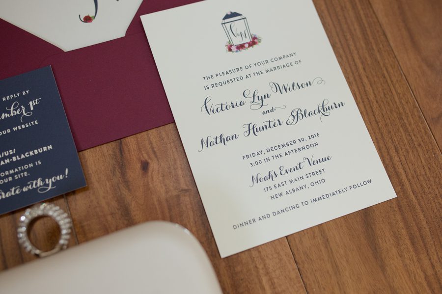 close up of wedding invitation