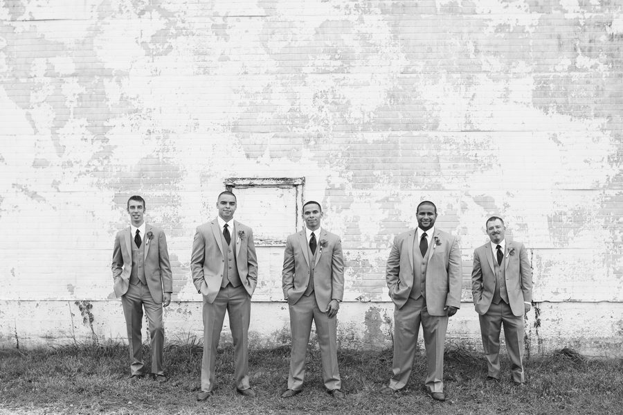 black and white photo of groomsmen