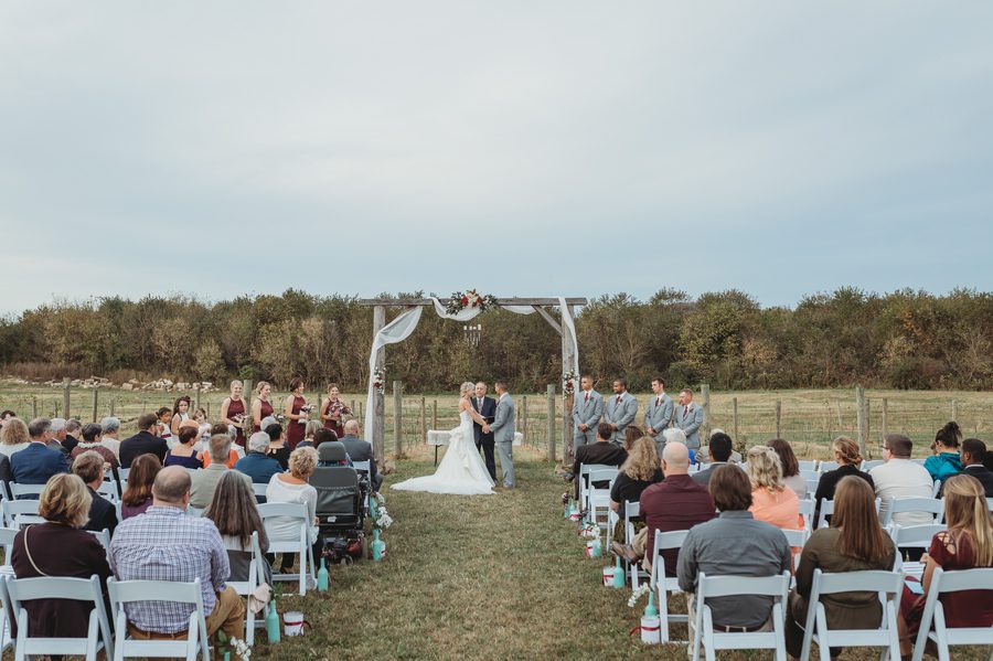 wide photo of ceremony at a winery wedding in columbus ohio