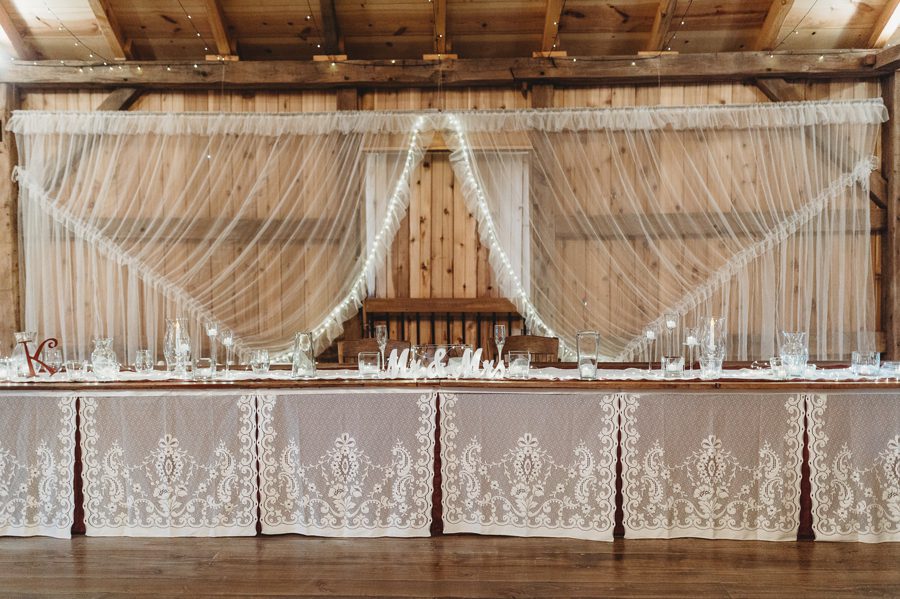 head table setup at a winery wedding