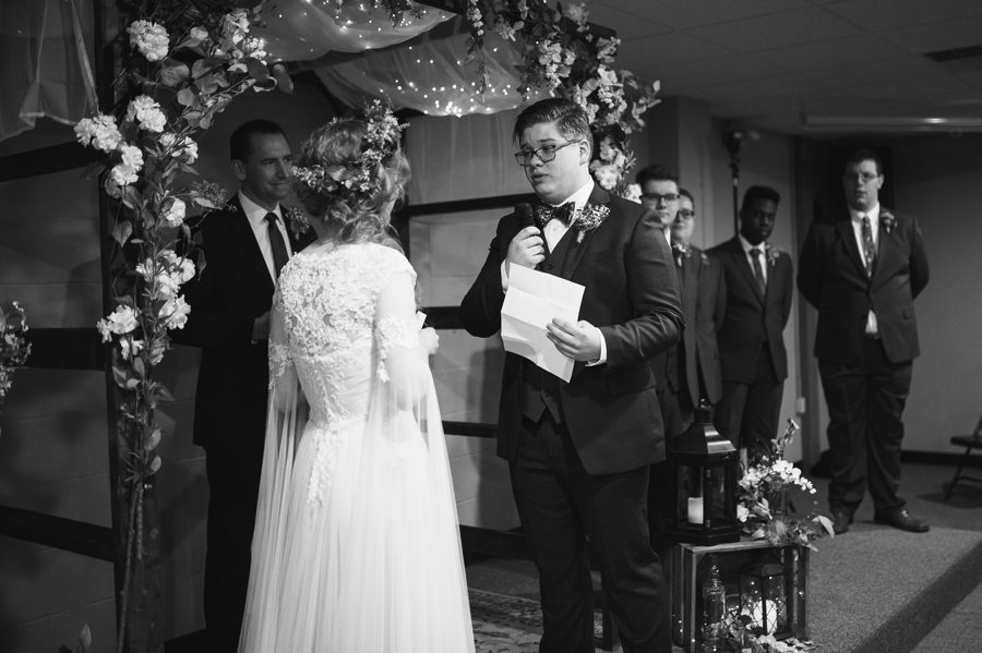 black and white ceremony photos at newark ohio wedding