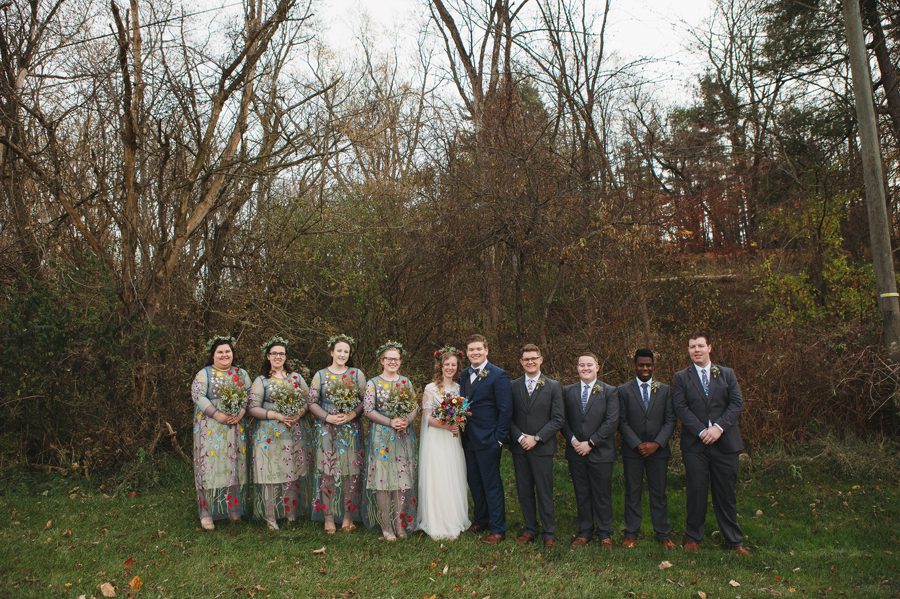 wide photo of wedding party at newark ohio wedding