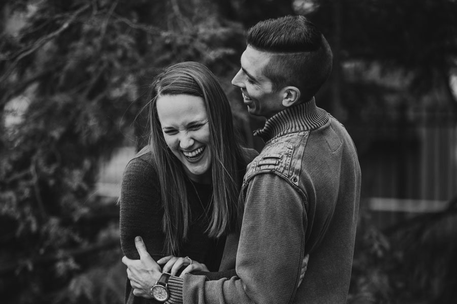 engaged couple laughing at columbus ohio engagement