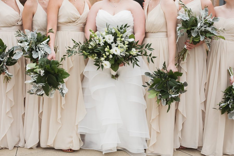 brides bouquet with bridesmaids bouquets