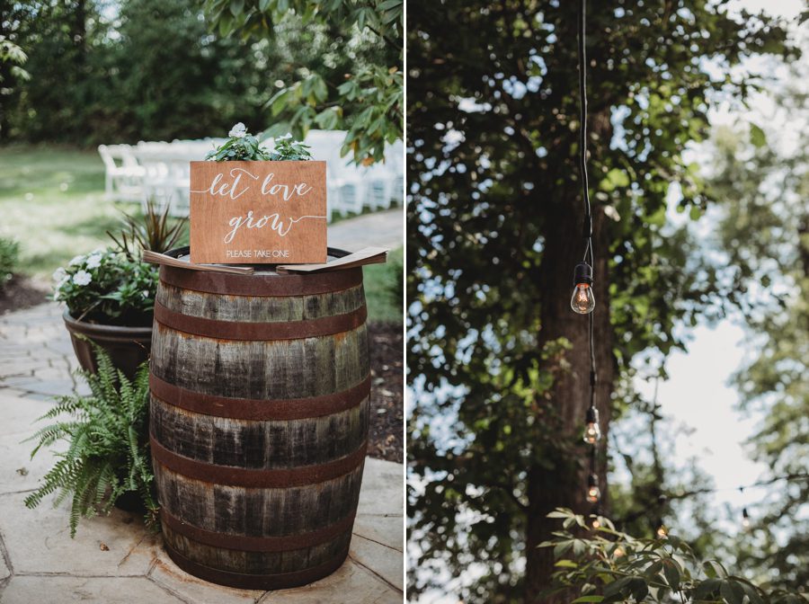 wedding sign on whiskey barrel