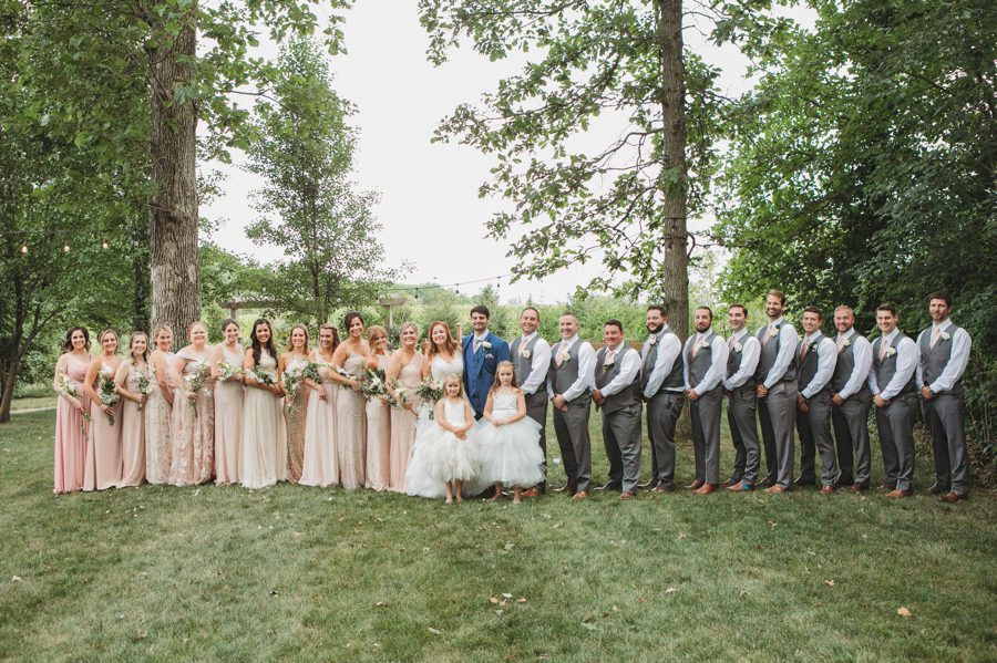 large wedding party photo at Brookshire Event Center