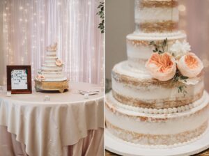 naked wedding cake with peonies