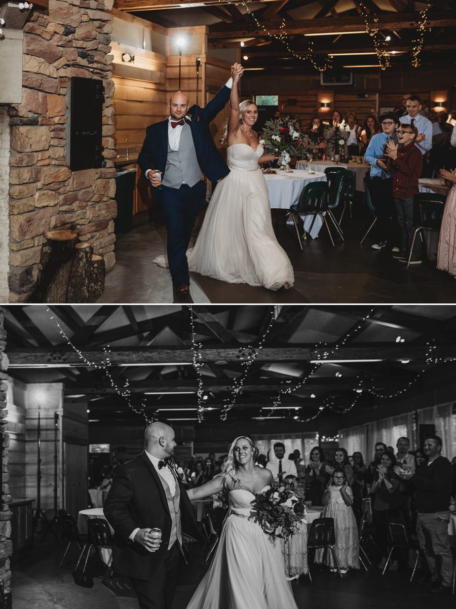 bride and groom enter into wedding reception image