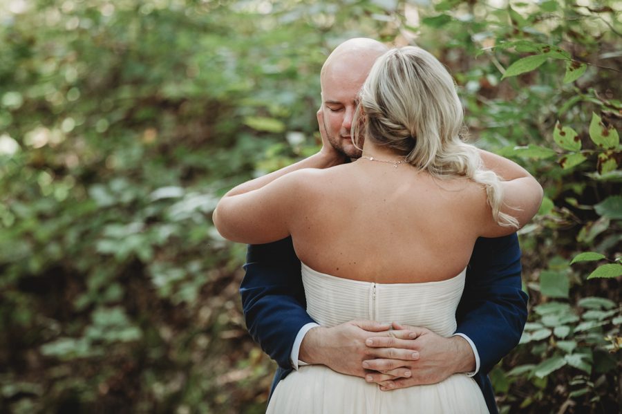 first look between bride and groom at Butler Ohio Wedding Photos