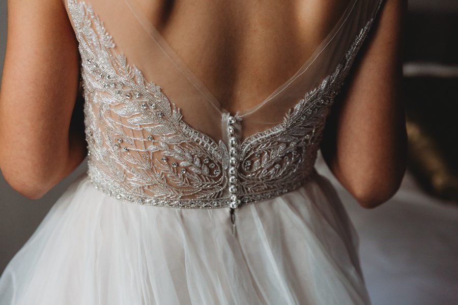 bridal dress details of buttons