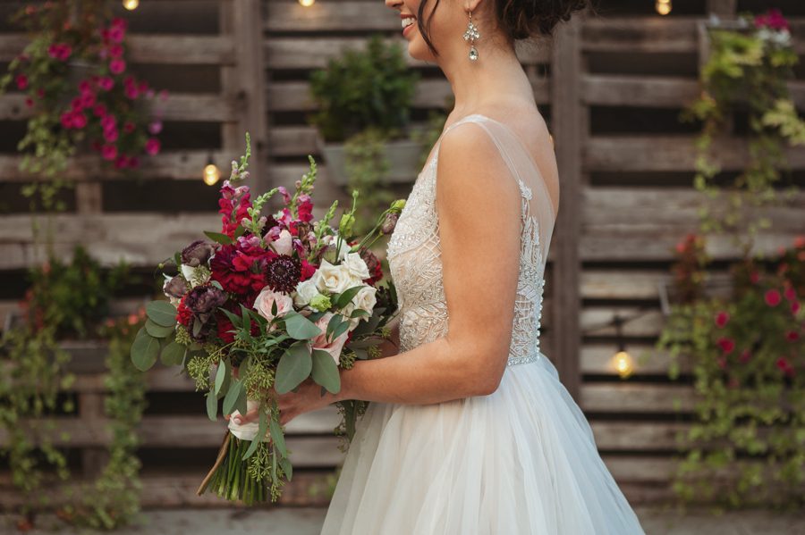 beautiful details of bride holding bouquet