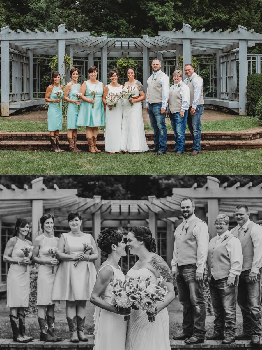 wedding party with cowboy boots