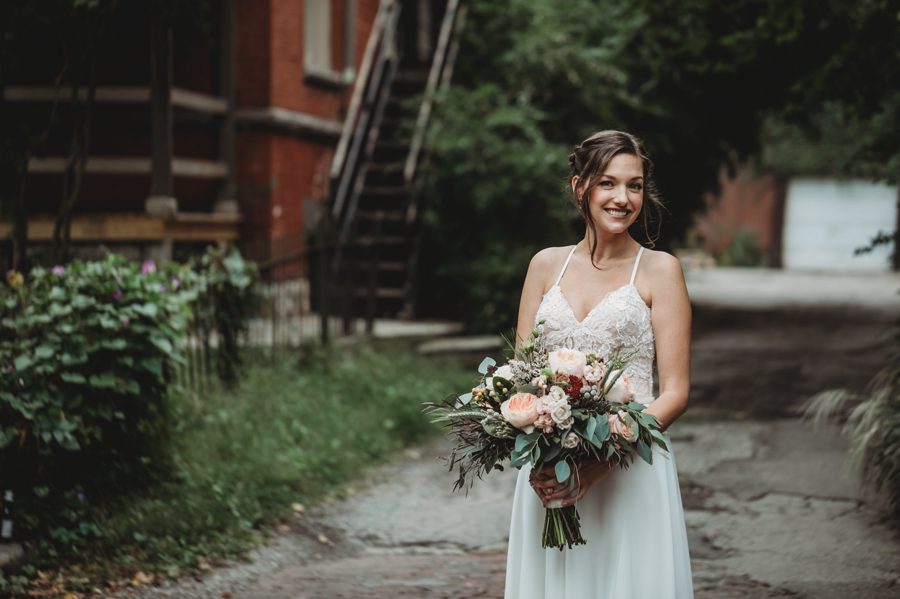 bride smiling at the Kelton House in Columbus Ohio