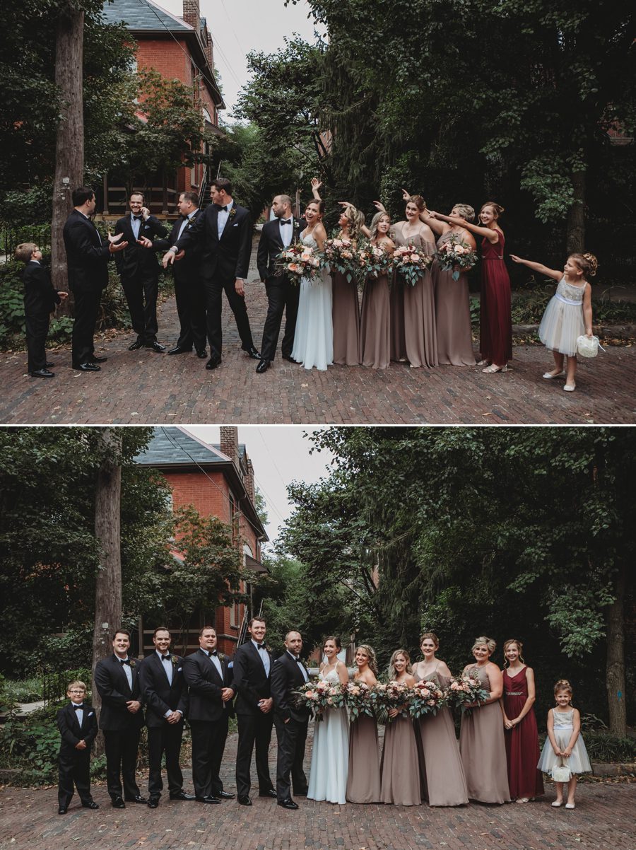 wedding party with ring bearer and flower girl at Kelton House Wedding