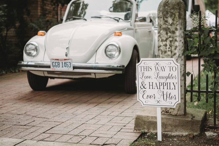wedding sign with Volkswagen Beetle