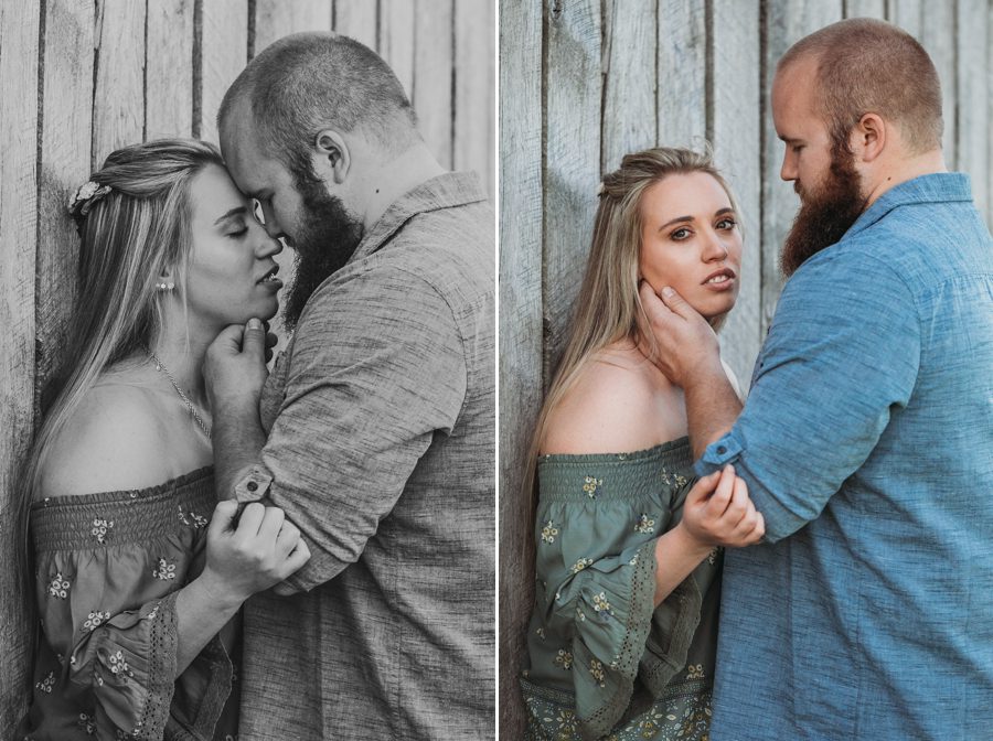engaged couple with foreheads together at Mt. Sterling Ohio Engagement Photos