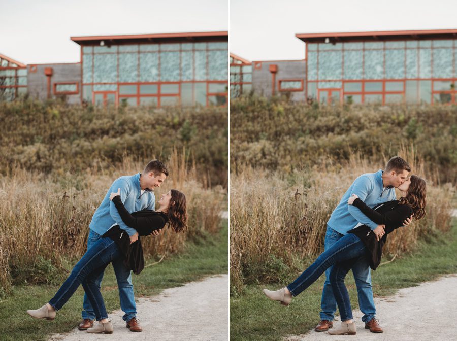man dip kissing fiance at Scioto Audubon Metro Park