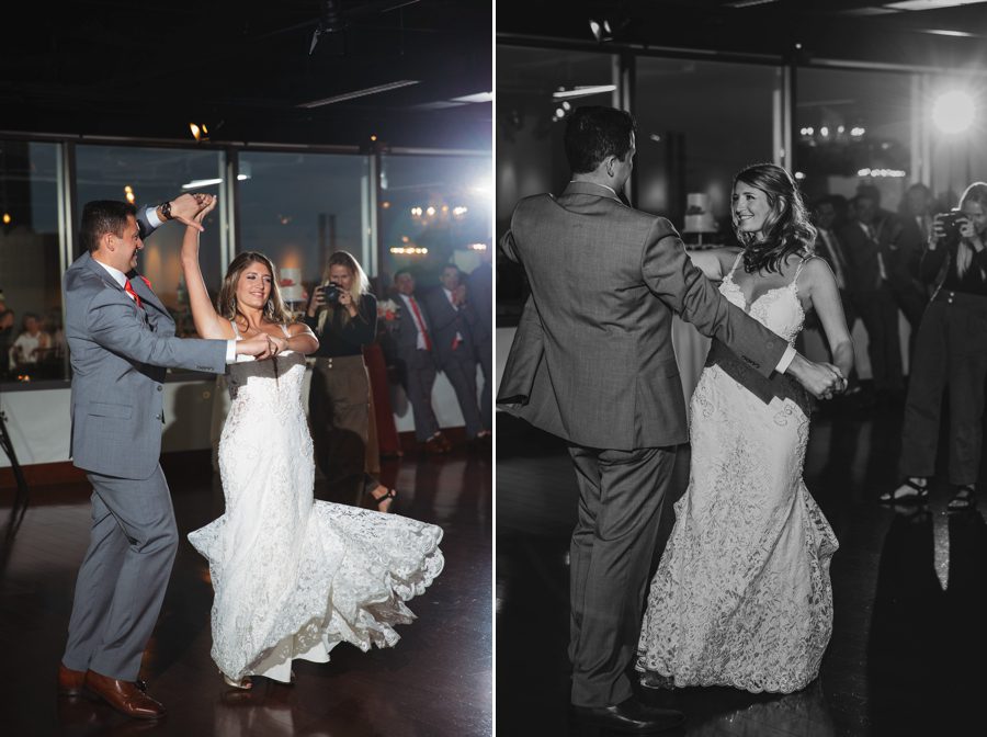 groom spinning bride during first dance at The Ivory Room