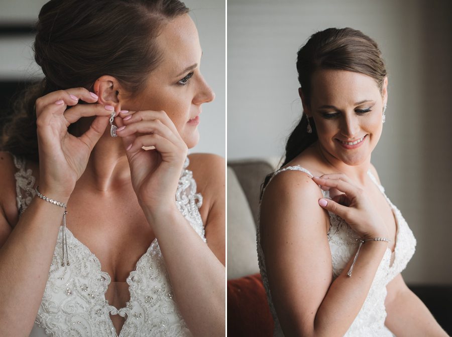 bride putting in earrings at The Vue Columbus